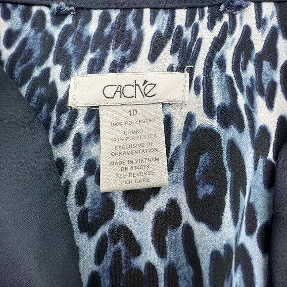 Cache - Blue Animal Print Zipper Zip Up Blousy Jacket  Size 10 - Picture 3 of 4